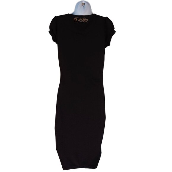 House of Dereon Black Full Zip Short Sleeve Goth Grunge Rocker Chick Dress M - Picture 2 of 12